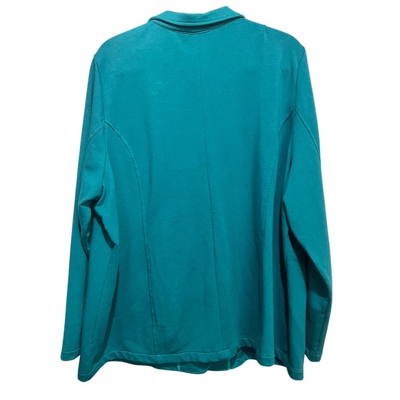 Isaac Mizrahi Live Teal Blue Blazer Jacket Women's 3X Button Front Pockets - Picture 2 of 6